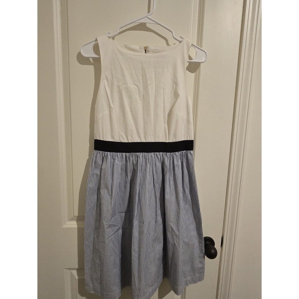 Loft Blue White Striped Fit & Flare‎ Dress Size 0 Sleeveless A-Line Casual